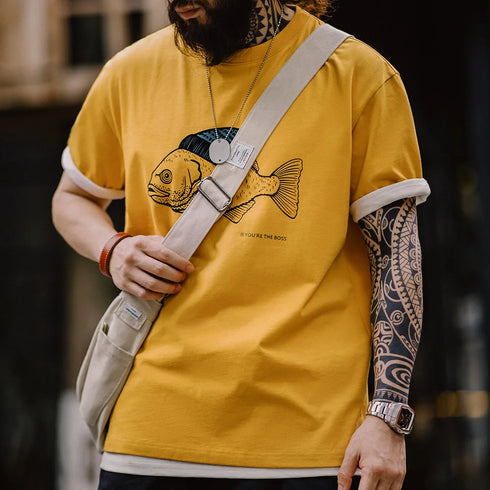 Vintage Flocked Animal Print T-Shirt – Men’s Cotton Summer Tee